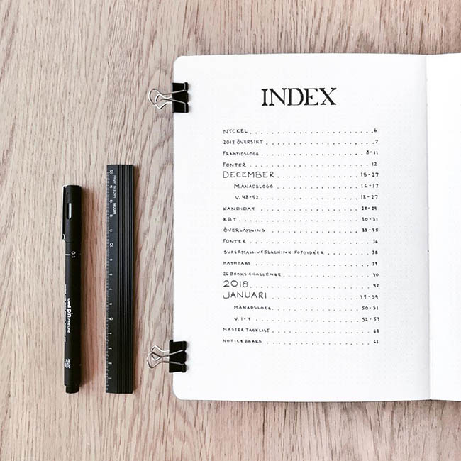 index bullet journal